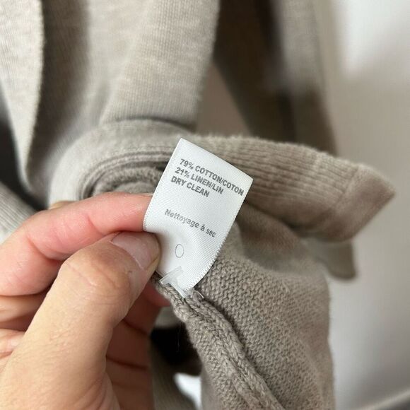 James Perse Tan One Button Cardigan Size 4 XL Oatmeal Preppy Cotton Linen - Picture 9 of 12
